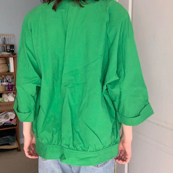 bright green jacket w/ shoulder pads circa 1980s - Picture 2 of 3